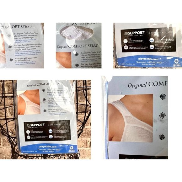 New Playtex 18 Hour Original Comfort Strap Wirefree Bra Sz 36C Floral La… - Picture 10 of 12